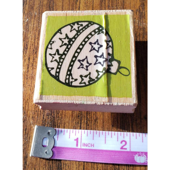 Holiday Christmas Ornament With Stars Vap Scrap Wood Mounted Rubber Stamp - Picture 3 of 8